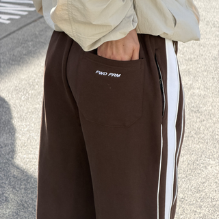 Pre-Sale: Wide Leg Swoop Trackpant - Chocolate