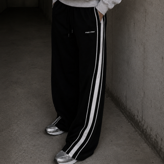 Pre-Sale: Wide Leg Swoop Trackpant - Black