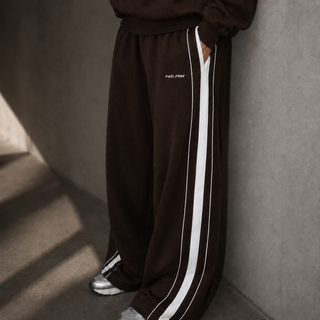 Pre-Sale: Wide Leg Swoop Trackpant - Chocolate