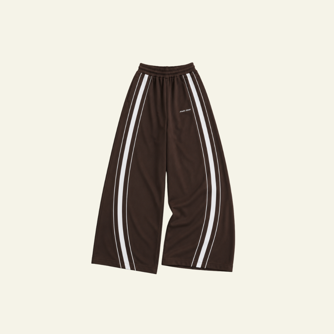Wide Leg Swoop Trackpant - Chocolate